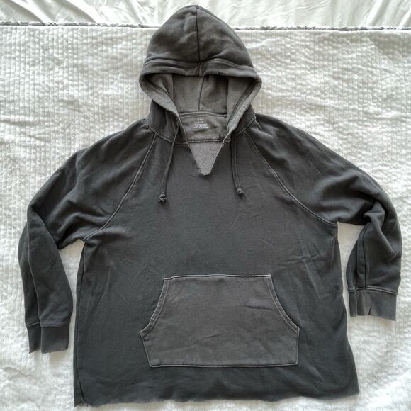Aerie Oversized Broken-In Hoodie Gray Fleece Cozy Pullover Womens Size XL - Picture 1 of 12